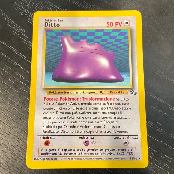 Ditto 18/62 Fossil Pokémon Card 1999 Non Holo (Italian) - Picture 1 of 8